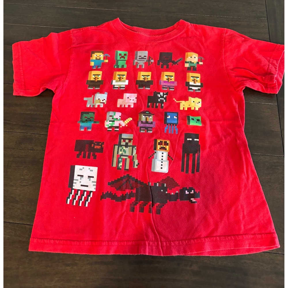 Mojang Minecraft Kids Red Graphic T-Shirt Characters Mobs Ender Dragon XXS 5